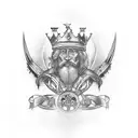 king Baldwin fading into a cross tattoo design idea