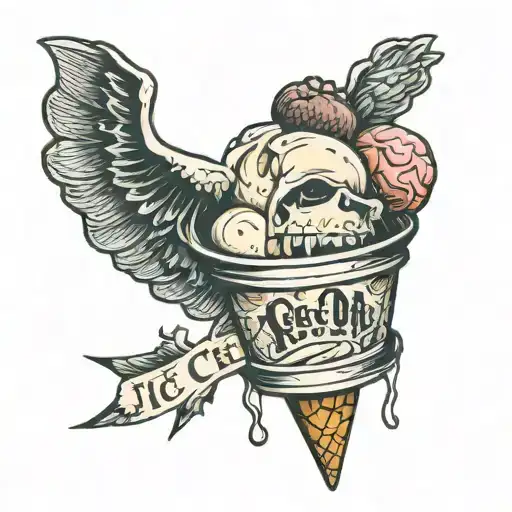Ice cream with a bite taken with the words " it 4 O clock somewhere  tattoo design idea