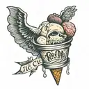 Ice cream with a bite taken with the words " it 4 O clock somewhere  tattoo design idea