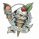 Ice cream with a bite taken with the words " it 4 O clock somewhere  tattoo design idea