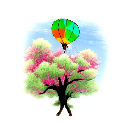 Forest with a kite flying above tattoo design idea