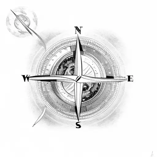 the planet earth inside a compass tattoo design idea