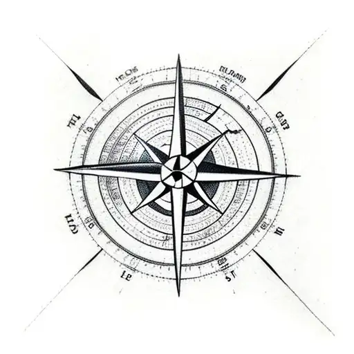 a plane going around the planet earth all inside in a compass tattoo design idea