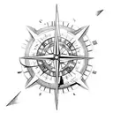 the planet earth inside a compass tattoo design idea