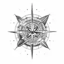 a plane going around the planet earth all inside in a compass tattoo design idea