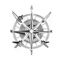 a plane going around the planet earth all inside in a compass tattoo design idea