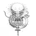 scary bell ringing  tattoo design idea