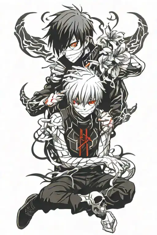 tokyo ghoul, kaneki ken, ghoul, anime, japanese lily tattoo design idea
