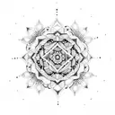 A dotwork mandala inspired by Quebecois architecture tattoo design idea