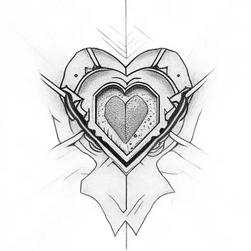 a heart with seven daggers stuck in it tattoo design idea
