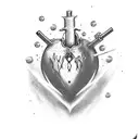 a heart with seven daggers stuck in it tattoo design idea
