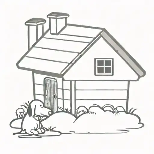 A minimalist design of Snoopy's iconic doghouse with a pop of color tattoo design idea