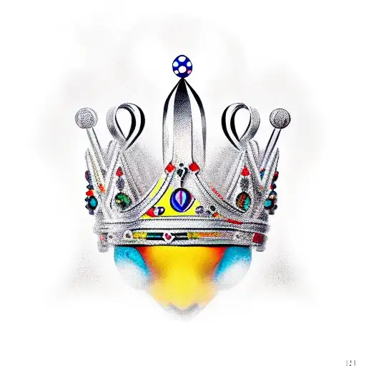 harlequin fool placing a crown on his head tattoo design idea