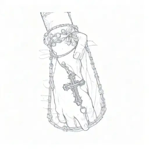 a rosary tattoo on a person's wrist “I can do all things through Christ which strengtheneth me.” tattoo design idea