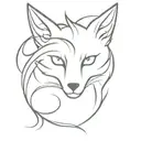 Nine Tailed Fox Head tattoo design idea