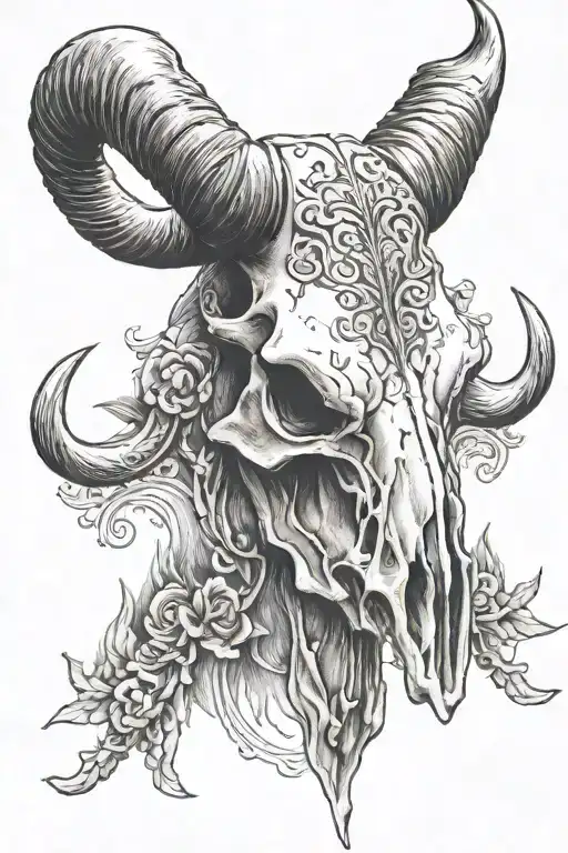 jack Daniel's bull skull tattoo design idea