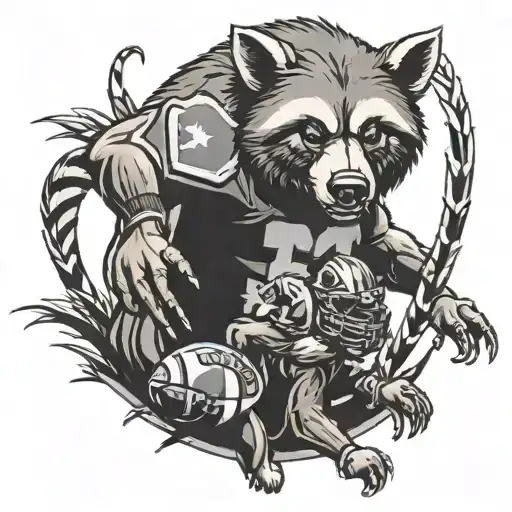 A tribal-inspired tattoo of a Michigan Football player with a bear and raccoon as mascots tattoo design idea