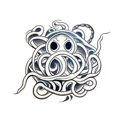 beautiful humanoid female kraken mage tattoo design idea