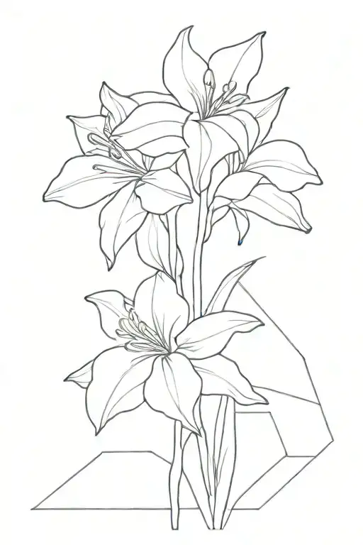 gladiolus flower, cosmo flower, narcissus flower, geometric  tattoo design idea