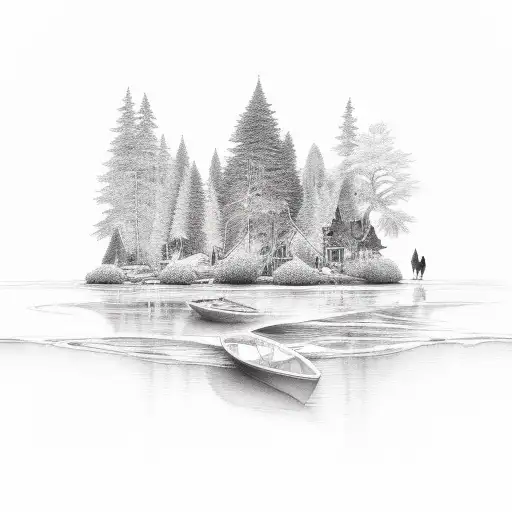 A culinary-inspired river landscape tattoo design idea