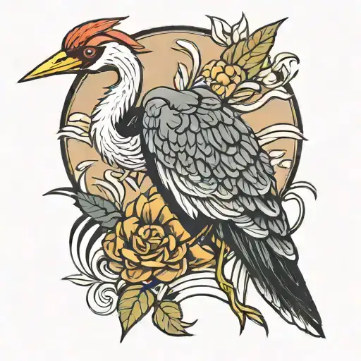 Ugandan crane bird tattoo design idea