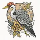 Ugandan crane bird tattoo design idea