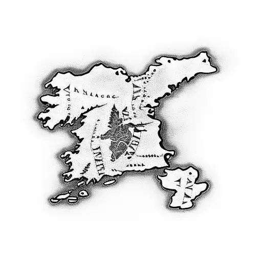 middle earth map with narsil broken tattoo design idea