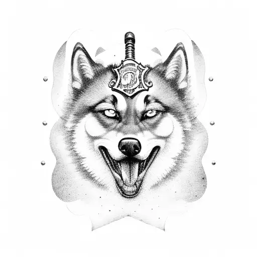 firefighter as husky tattoo design idea