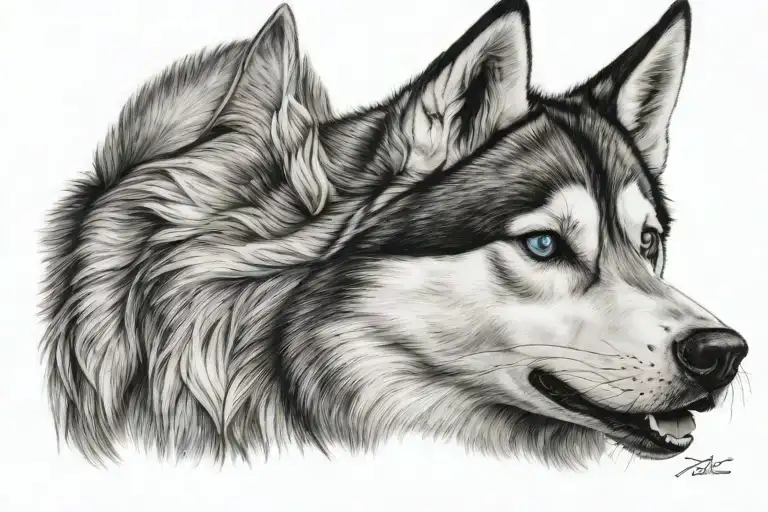 husky looking tattoo design idea