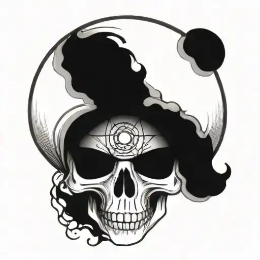 skull face with 3rd eye inside tattoo design idea