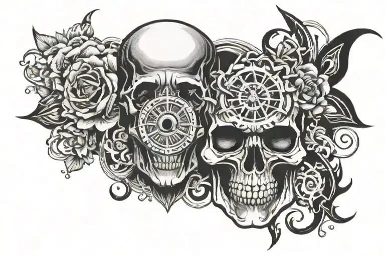 skull face with 3rd eye inside tattoo design idea