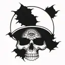 skull face with 3rd eye inside tattoo design idea