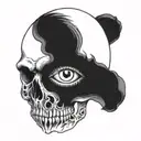 skull face with 3rd eye inside tattoo design idea