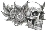 skull face with 3rd eye inside tattoo design idea