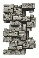 mid-century stone wall being torn tattoo design idea