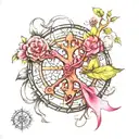 vegvisir with tree and breast cancer ribbon wrapped tattoo design idea