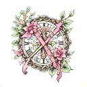 vegvisir with tree and breast cancer ribbon wrapped tattoo design idea
