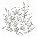 fine line flower carnation rose violet lily of the valley tattoo design idea