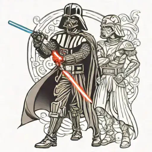 darth vader vs anakin tattoo design idea