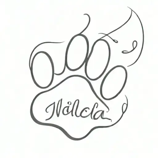Cat paw print with the name nala Under it tattoo design idea