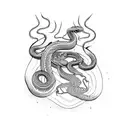 snake coiled on the inner forearm tattoo design idea