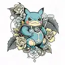 irezumi Style tattoo with pikachu squirtle snorlax and flowers  tattoo design idea