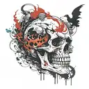 skull fire flames tattoo design idea