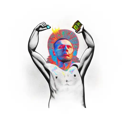 figure holding a lighter, midnight driver tattoo design idea