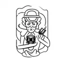 figure holding a lighter, midnight driver tattoo design idea
