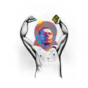 figure holding a lighter, midnight driver tattoo design idea