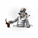 figure holding a lighter, midnight driver tattoo design idea