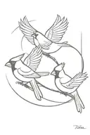 2 cardinals flying tattoo design idea