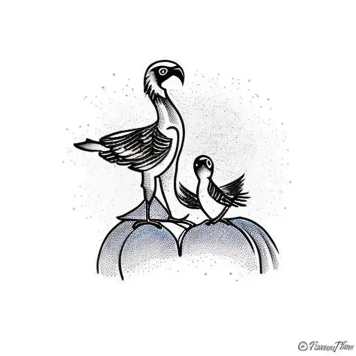 A tattoo design of a family of birds perched on a palm tree, representing familial bonds and unity in nature tattoo design idea