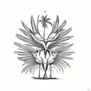 A tattoo design of a family of birds perched on a palm tree, representing familial bonds and unity in nature tattoo design idea